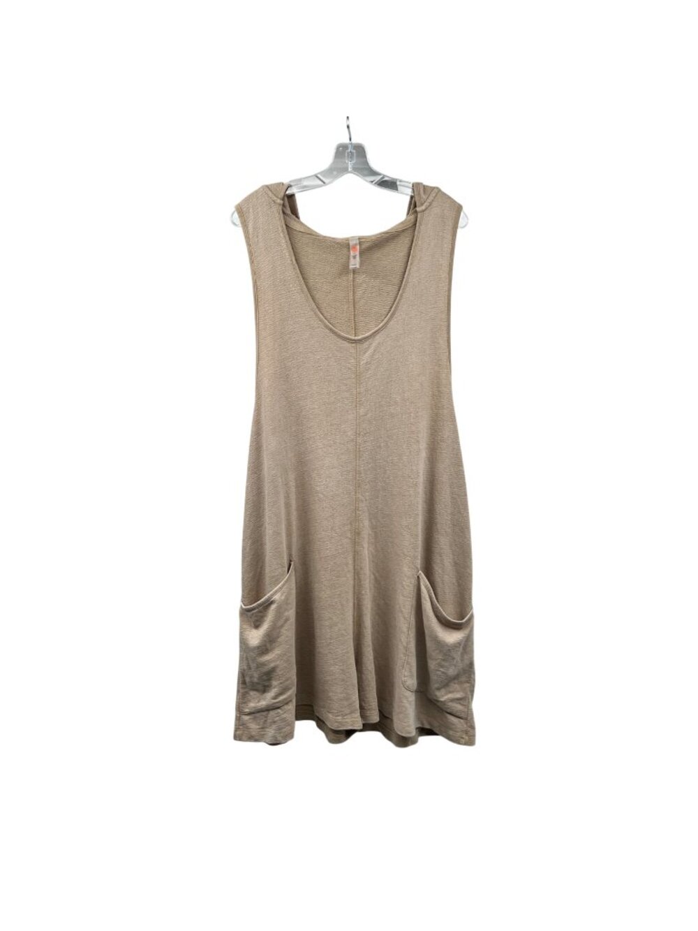 Mono B Drop Crotch Romper Sleeveless Hooded Beige Size XL Pockets